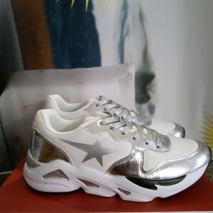 Silver/White Fashion Sneakers